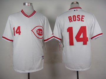 Rose Cincinnati Reds white Throwback jersey