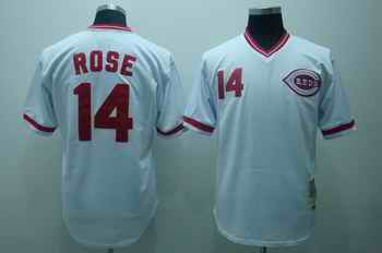 Rose Cincinnati Reds white Throwback jersey