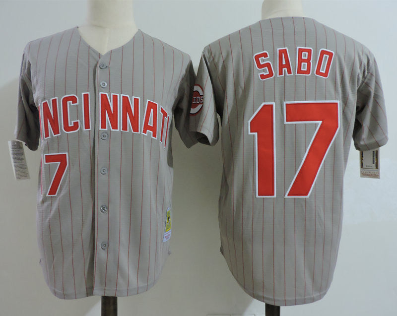 Chris Sabo Cincinnati Reds gray Cooperstown jersey