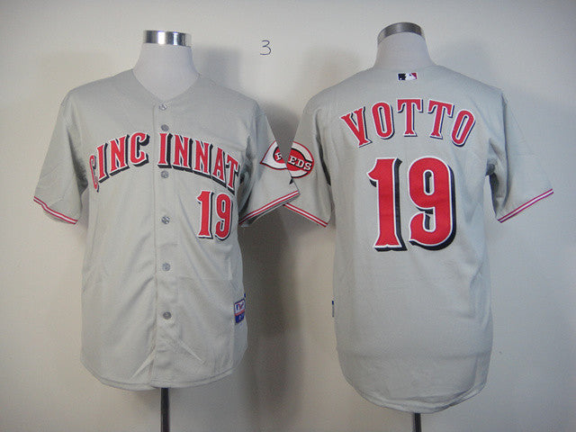 Votto Cincinnati Reds grey jersey