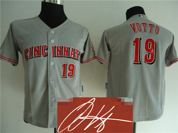Votto Cincinnati Reds grey jersey