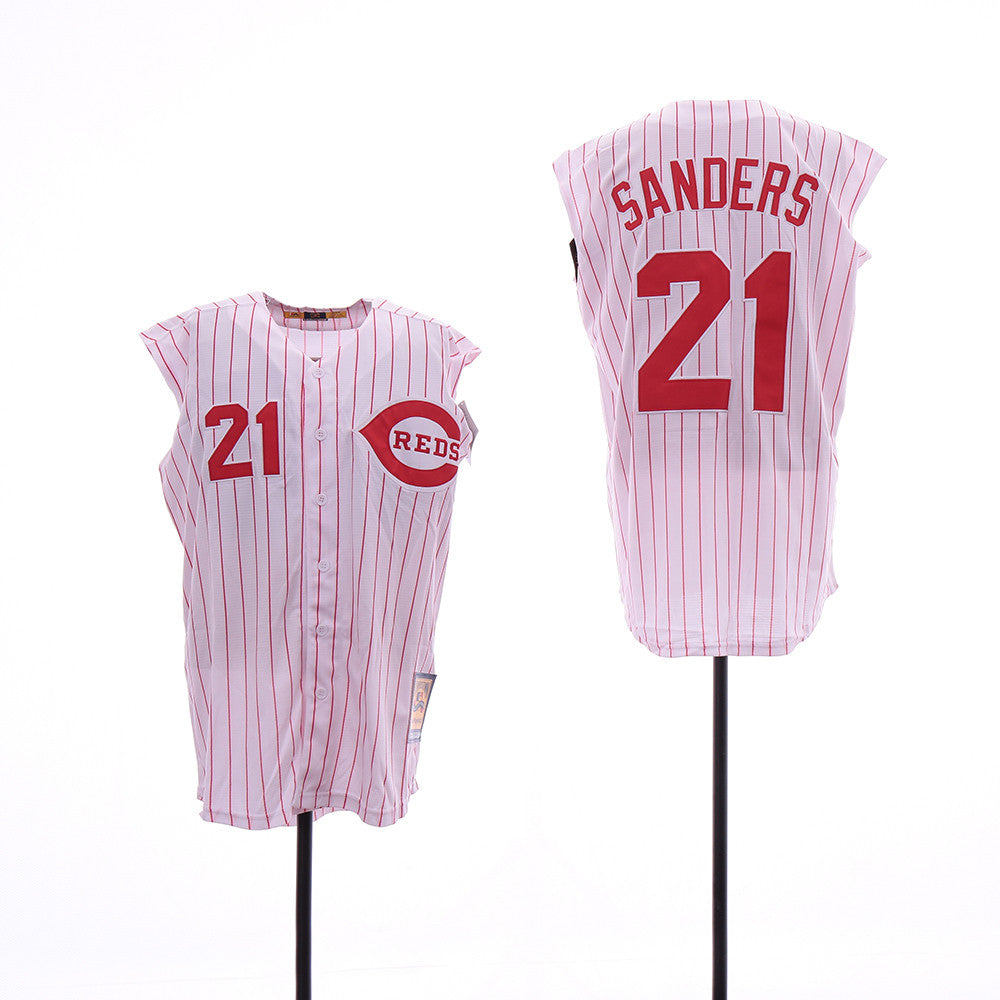 Deion Sanders Cincinnati Reds white Cooperstown jersey
