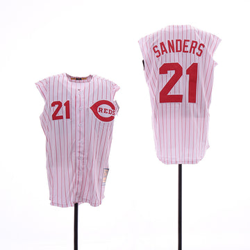 Deion Sanders Cincinnati Reds white Cooperstown jersey