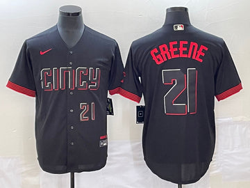 Hunter Greene Number Cincinnati Reds black City Connect jersey