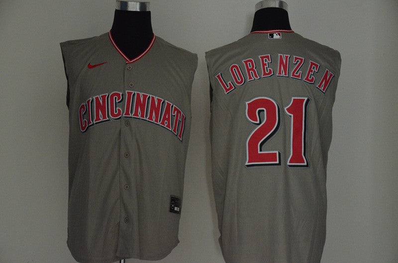 Michael Lorenzen Cincinnati Reds gray jersey