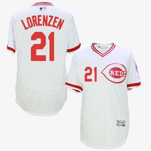Michael Lorenzen Cincinnati Reds white Cooperstown jersey