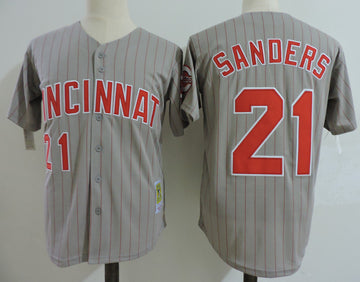 Reggie Sanders Cincinnati Reds gray Cooperstown jersey