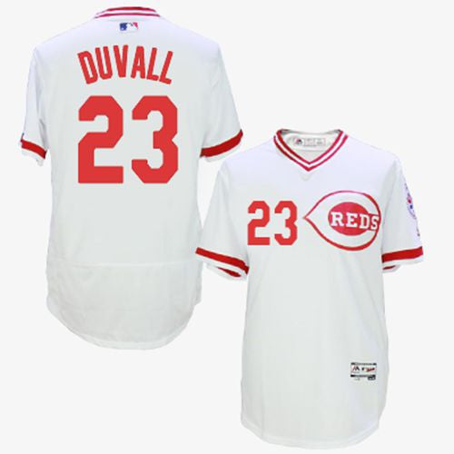 Adam Duvall Cincinnati Reds white Cooperstown jersey