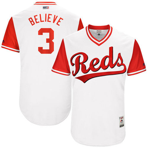 Patrick Kivlehan Believe Majestic Cincinnati Reds white jersey
