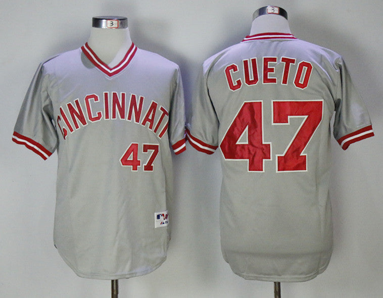Johnny Cueto Cincinnati Reds gray Throwback jersey