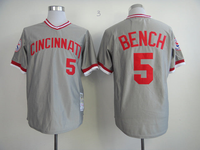 Johnny Bench Cincinnati Reds grey Throwback jersey