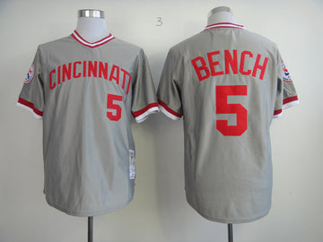 Johnny Bench Cincinnati Reds grey Throwback jersey