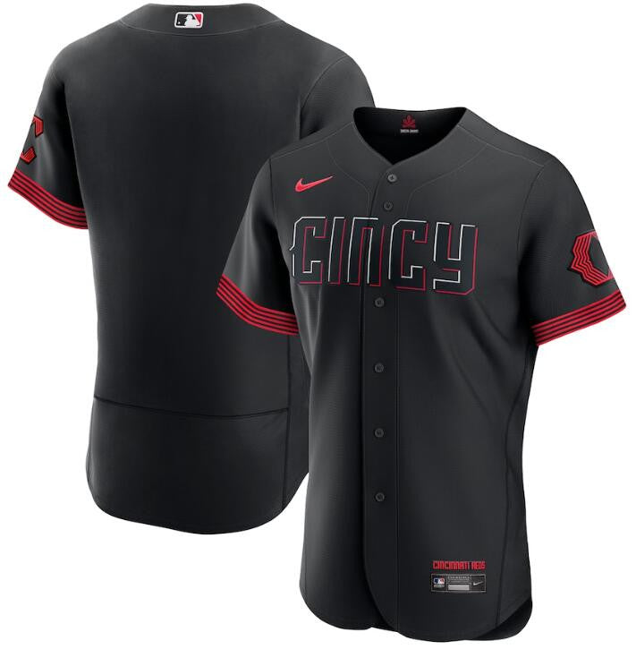 Custom Cincinnati Reds black City Connect jersey