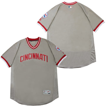 Custom Cincinnati Reds gray Throwback jersey
