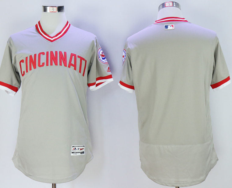 Custom Cincinnati Reds grey Throwback jersey
