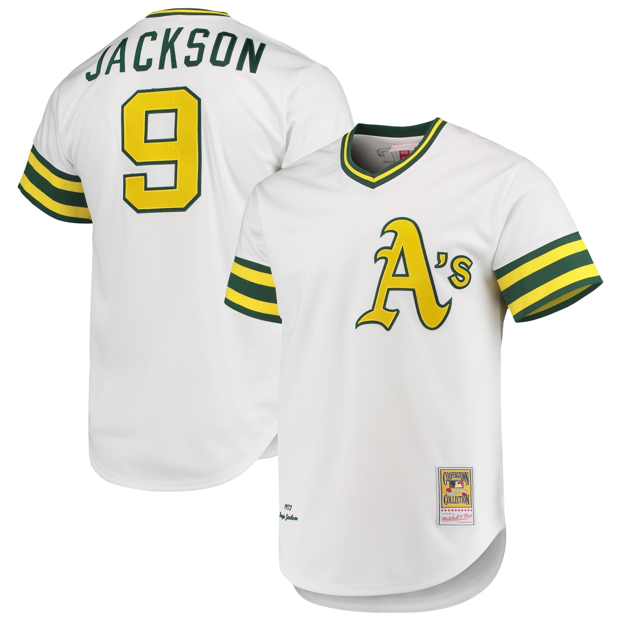 Reggie Jackson Oakland Athletics white Cooperstown jersey