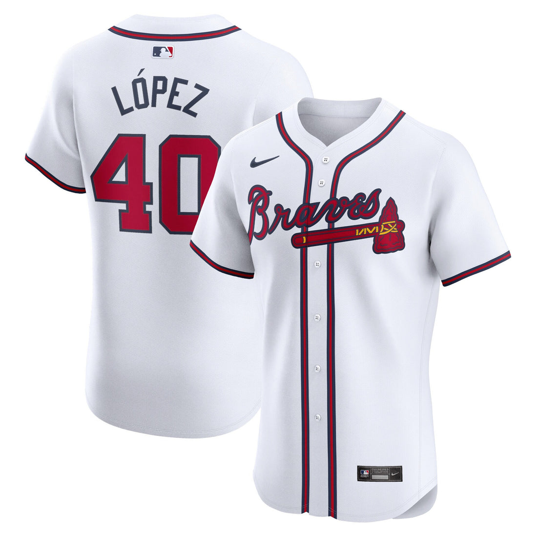 Reynaldo Lopez Atlanta Braves white Elite jersey
