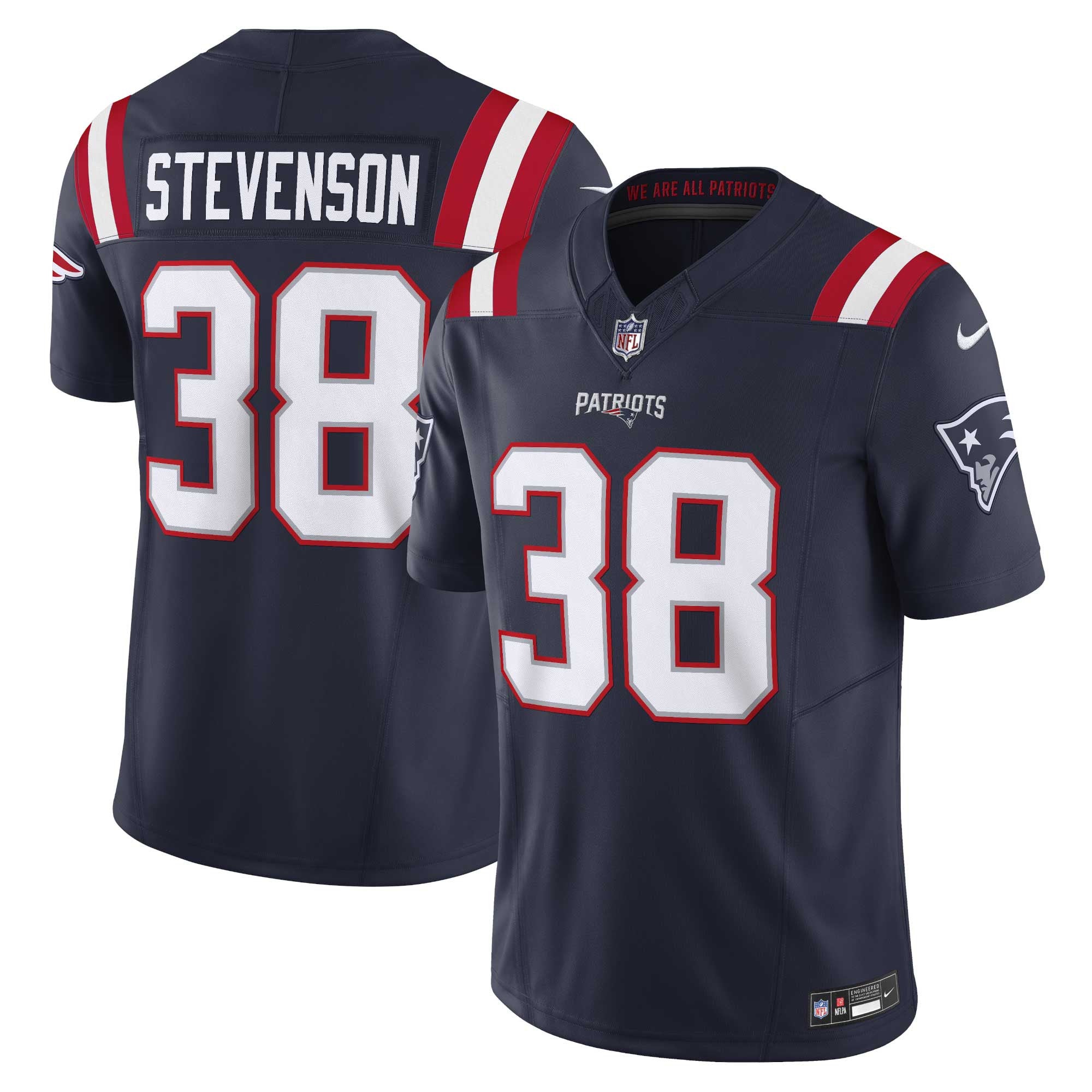 Rhamondre Stevenson F.u.s.e New England Patriots navy Limited jersey