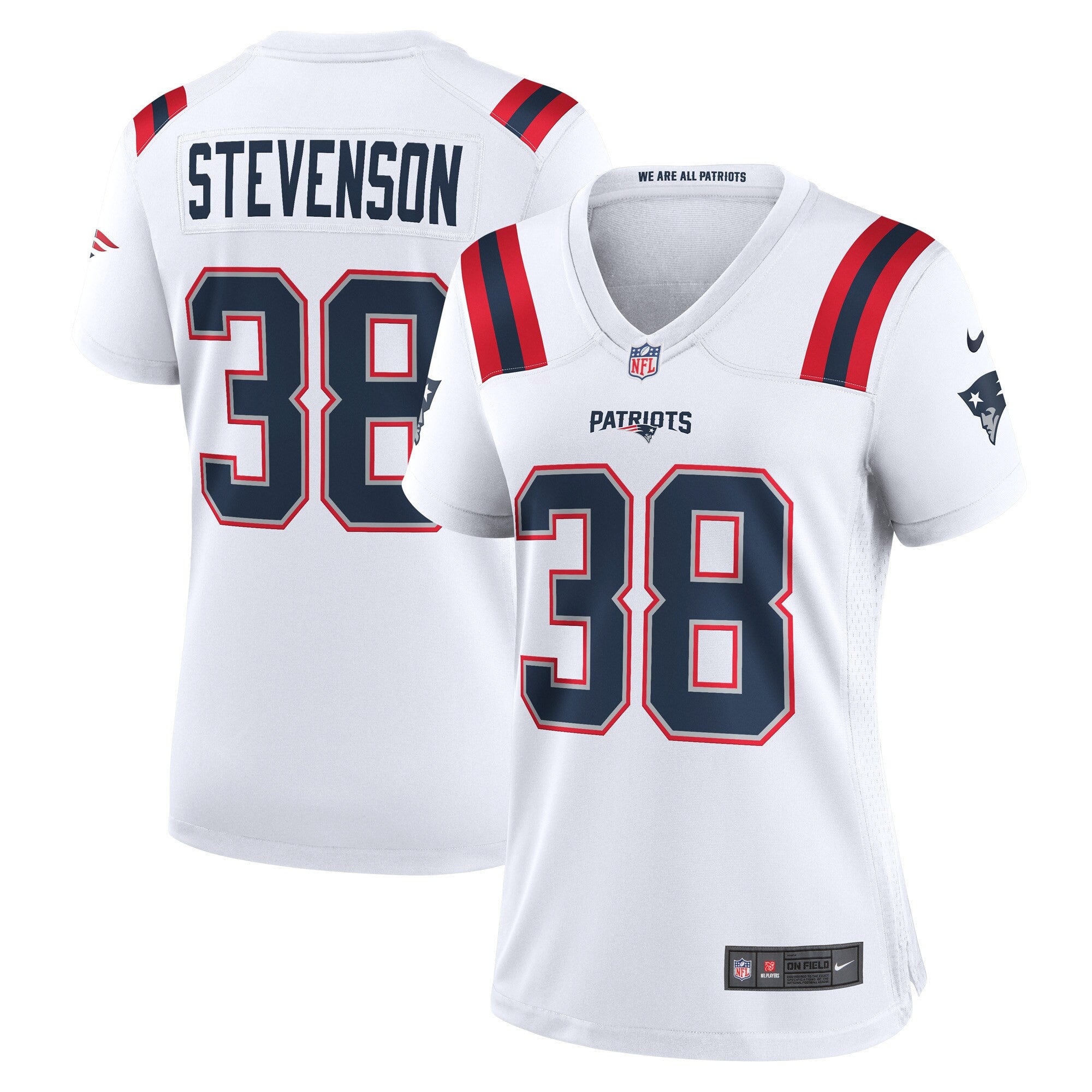 Rhamondre Stevenson New England Patriots white Game jersey