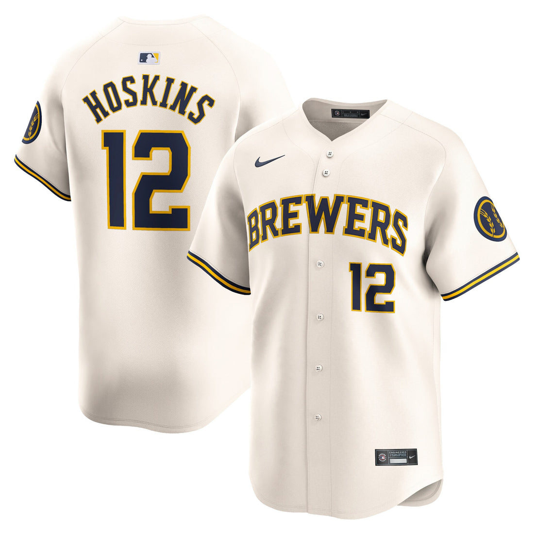 Rhys Hoskins Milwaukee Brewers cream Limited jersey