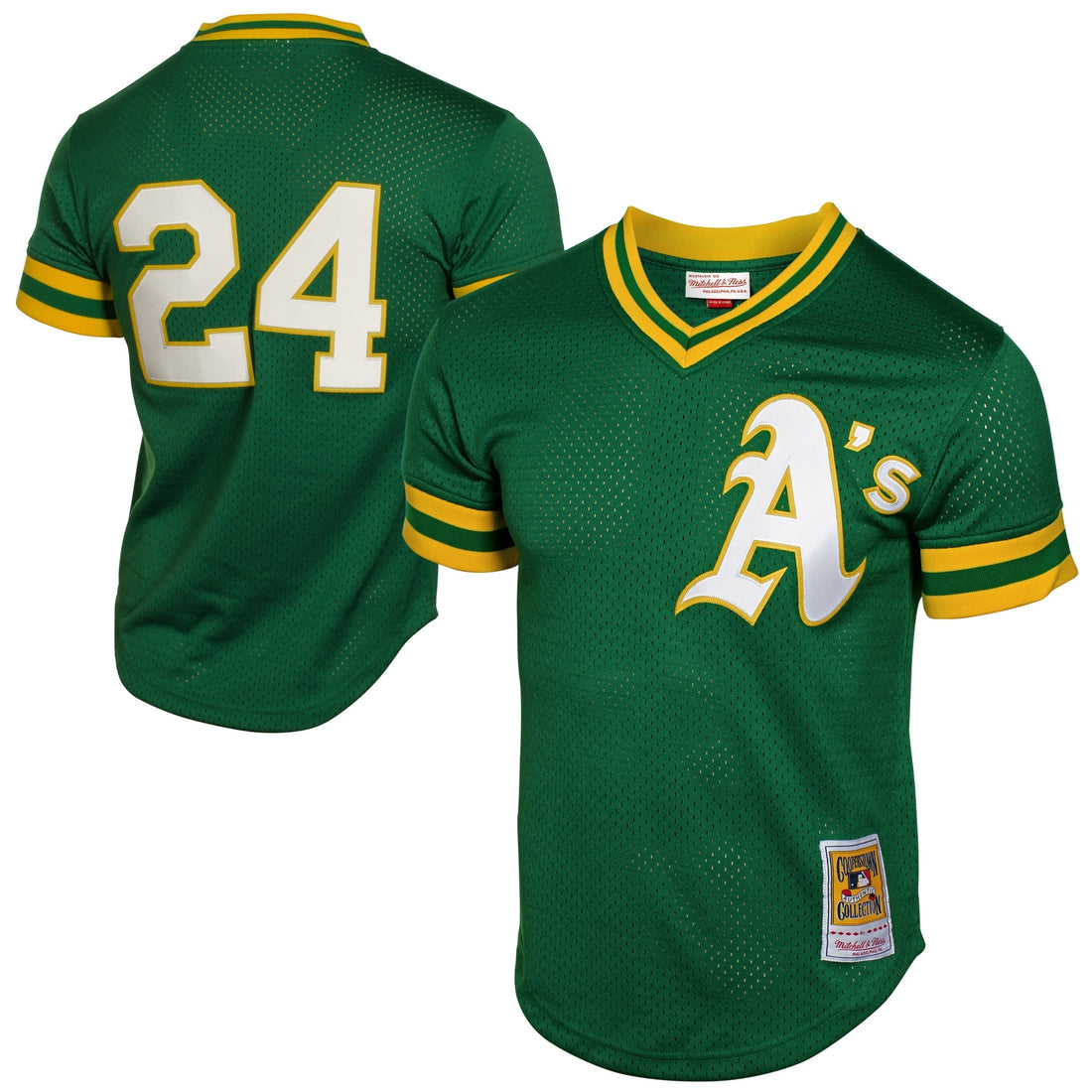 Rickey Henderson Oakland Athletics green Cooperstown jersey