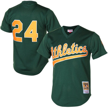 Rickey Henderson Oakland Athletics green Cooperstown jersey