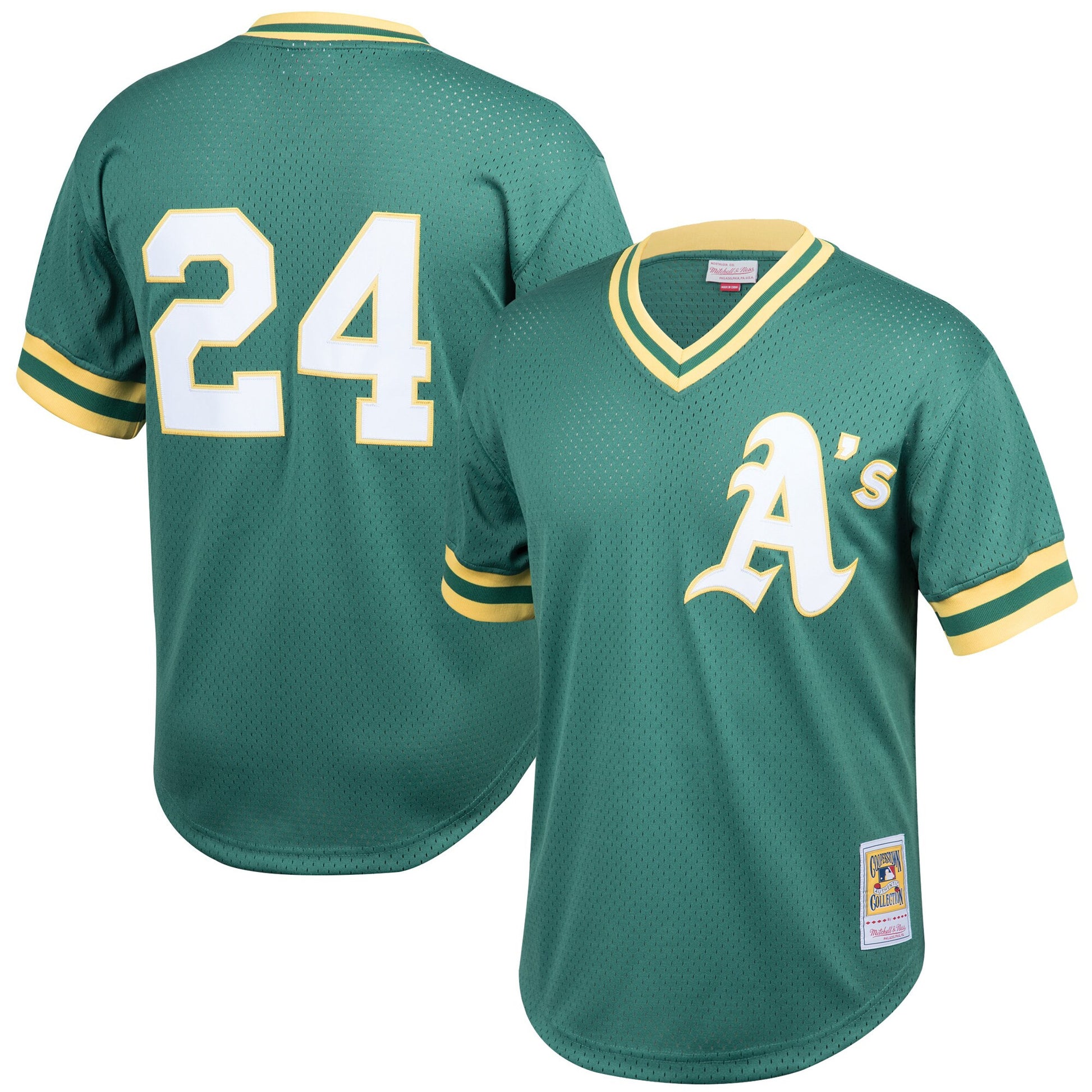 Rickey Henderson Oakland Athletics green Cooperstown jersey