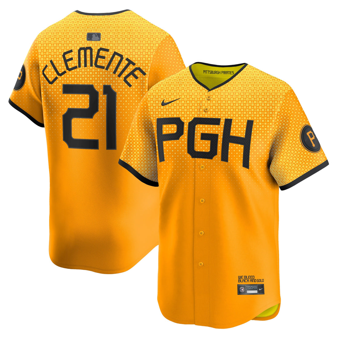 Roberto Clemente Pittsburgh Pirates gold City Connect jersey
