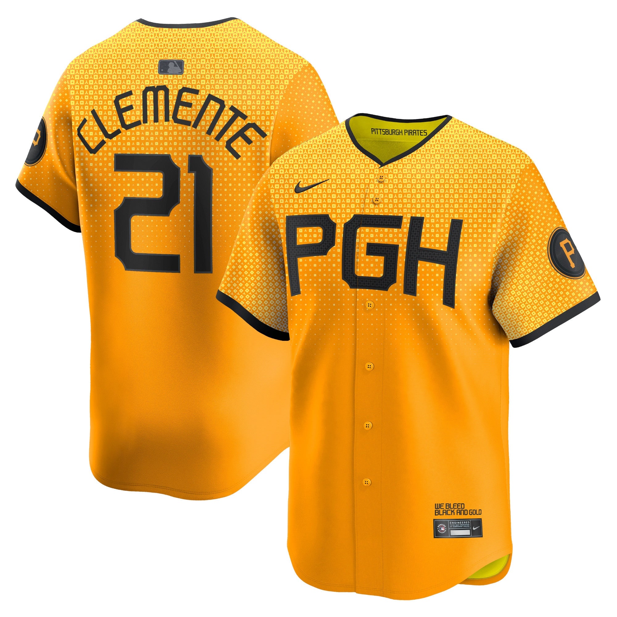 Roberto Clemente Pittsburgh Pirates gold City Connect jersey