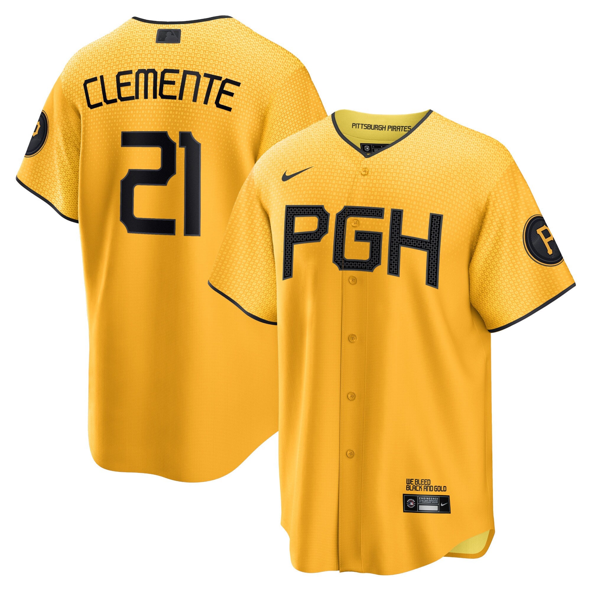 Roberto Clemente Pittsburgh Pirates gold City Connect jersey