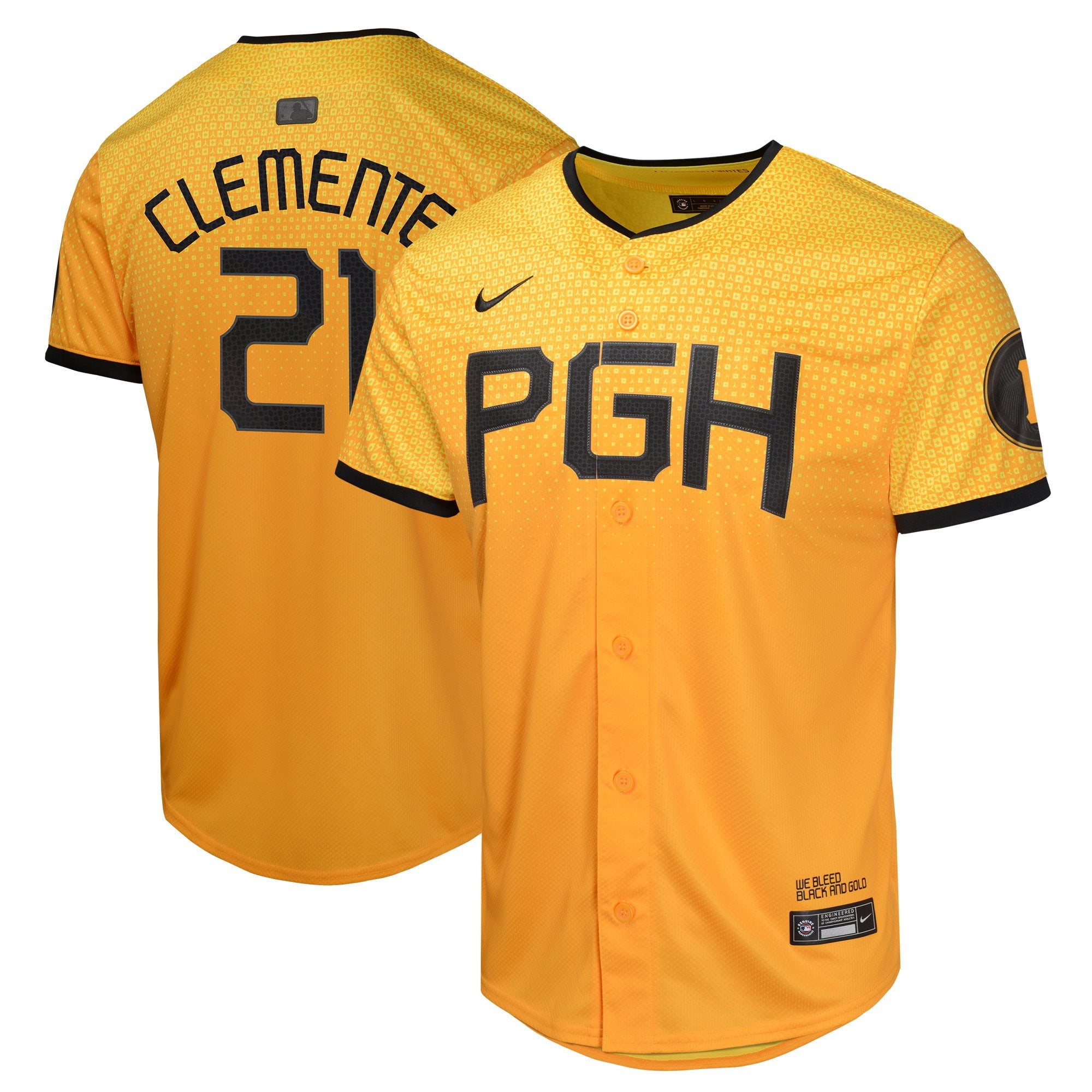 Roberto Clemente Pittsburgh Pirates gold City Connect jersey