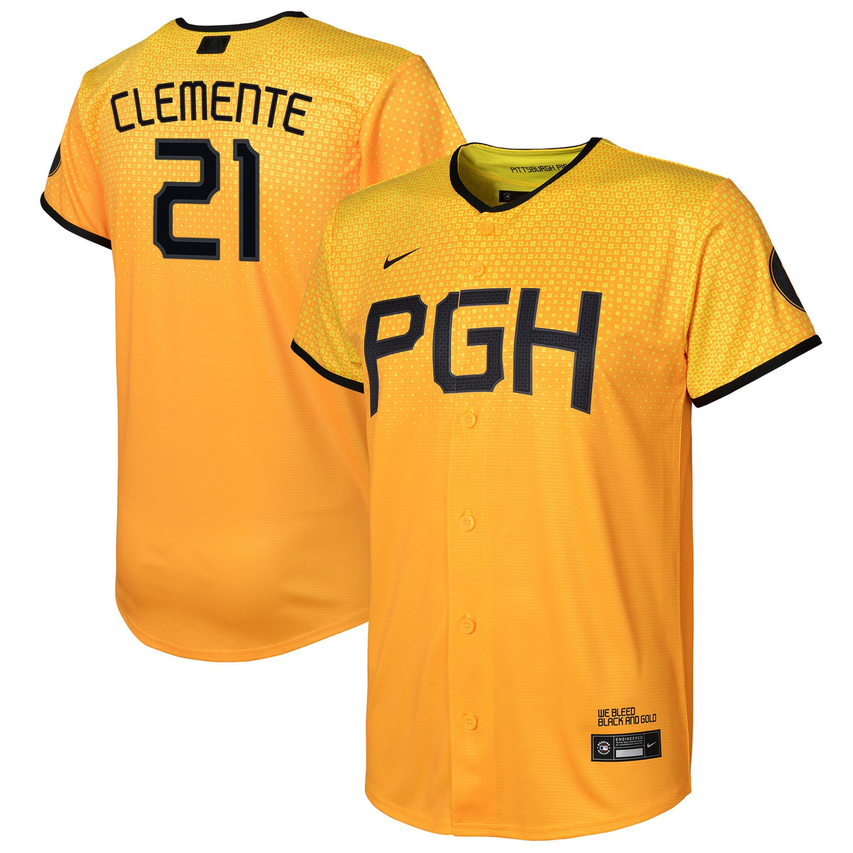 Roberto Clemente Pittsburgh Pirates gold City Connect jersey