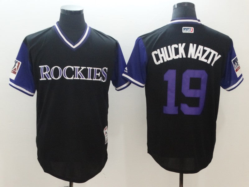 Charlie Blackmon Chuck Nazty Colorado Rockies black Authentic jersey