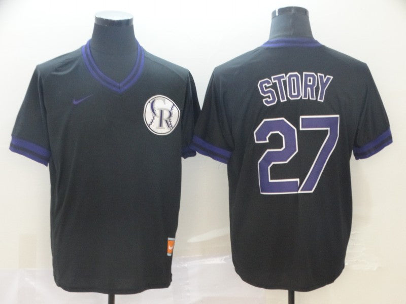 Trevor Story Colorado Rockies black Throwback jersey