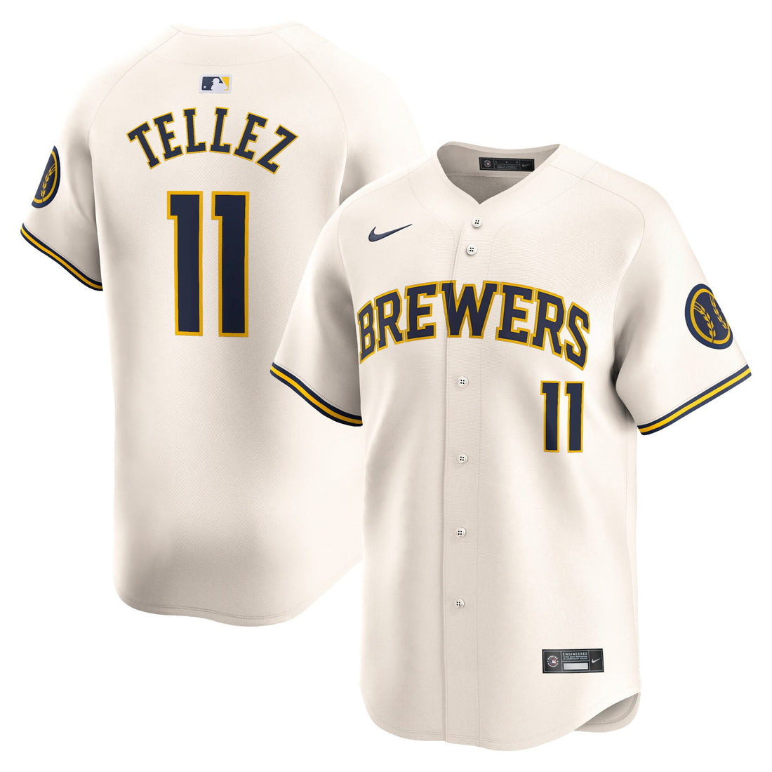 Rowdy Tellez Milwaukee Brewers cream Limited jersey