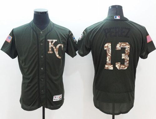 Salvador Perez Kansas City Royals green Salute To Service jersey