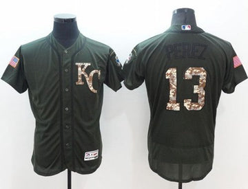 Salvador Perez Kansas City Royals green Salute To Service jersey
