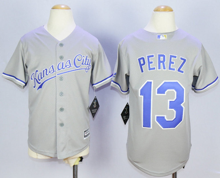 Salvador Perez Kansas City Royals grey jersey
