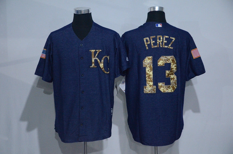 Salvador Perez Kansas City Royals navy Salute To Service jersey