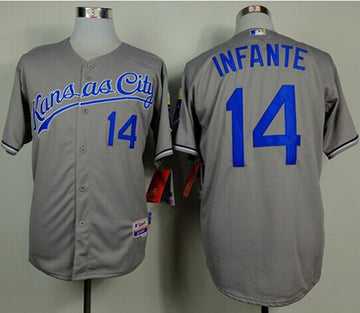 Omar Infante Kansas City Royals grey jersey