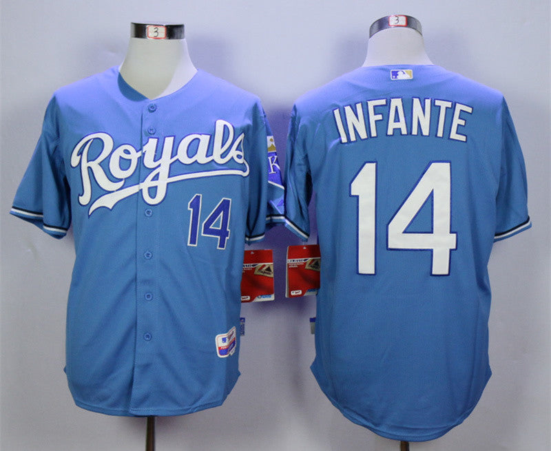 Omar Infante Kansas City Royals blue jersey