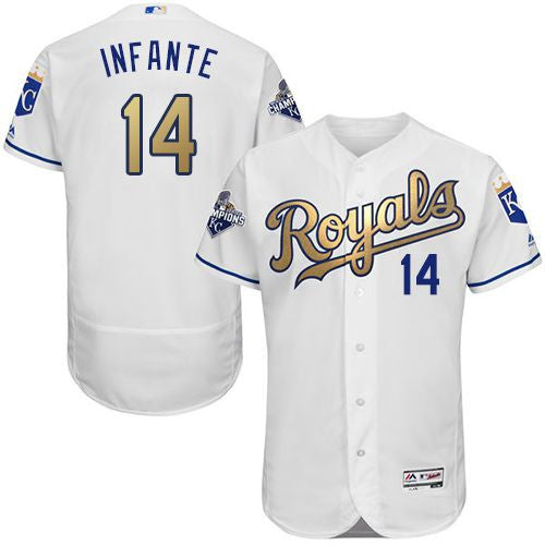 Omar Infante Kansas City Royals white Authentic jersey