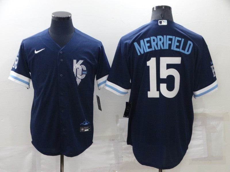 Whit Merrifield Kansas City Royals navy City Connect jersey