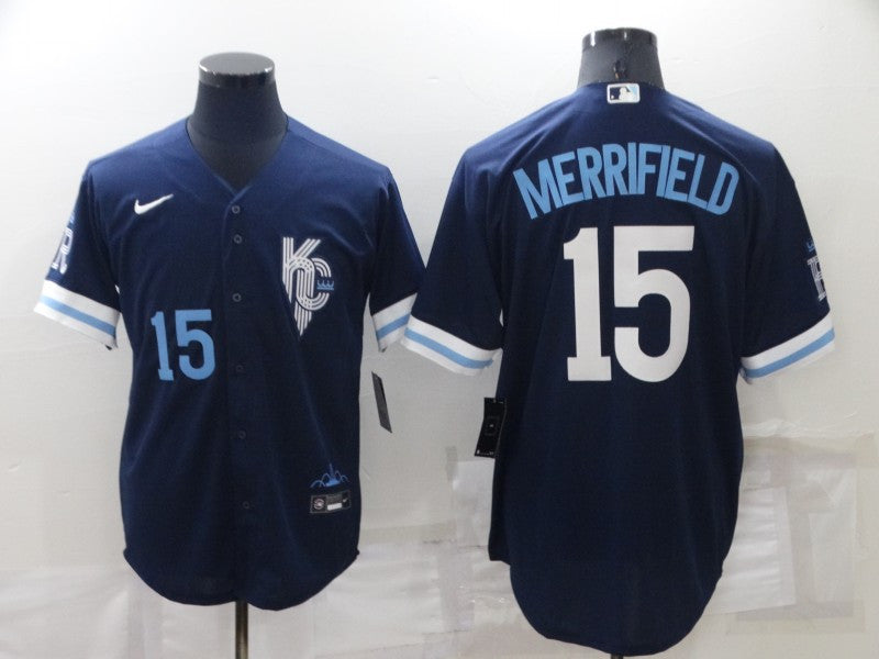 Whit Merrifield Kansas City Royals navy City Connect jersey