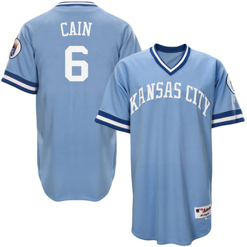 Lorenzo Cain Kansas City Royals blue Throwback jersey