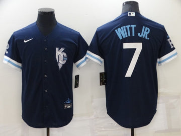 Bobby Witt Jr Kansas City Royals navy City Connect jersey