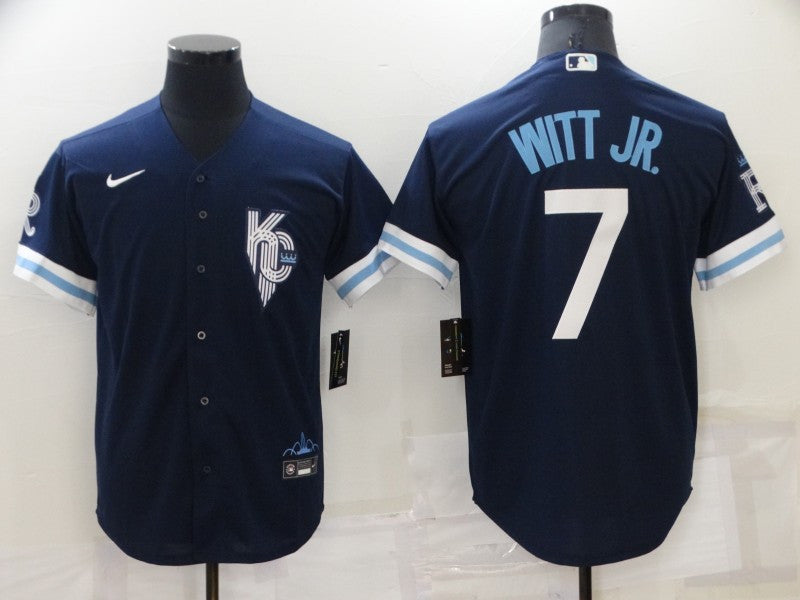Bobby Witt Jr Kansas City Royals navy City Connect jersey