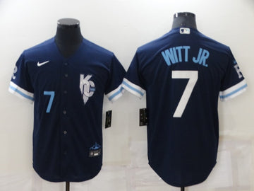 Bobby Witt Jr Kansas City Royals navy City Connect jersey