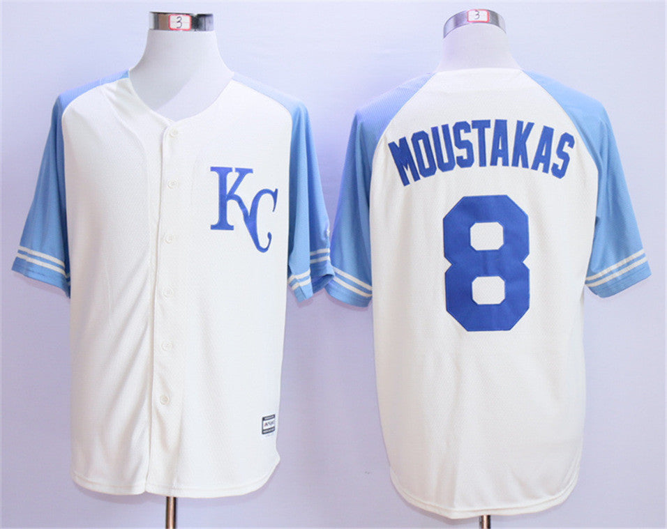 Mike Moustakas Kansas City Royals cream Throwback jersey