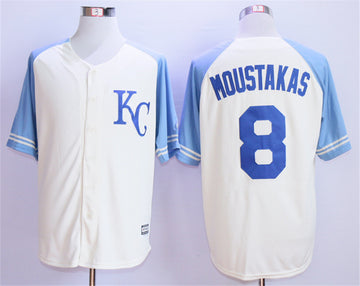 Mike Moustakas Kansas City Royals cream Throwback jersey